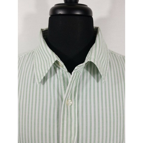 Levis Authentic Original Long Sleeve Casual Cotton Green Striped Shirt Mens XL - Picture 6 of 12